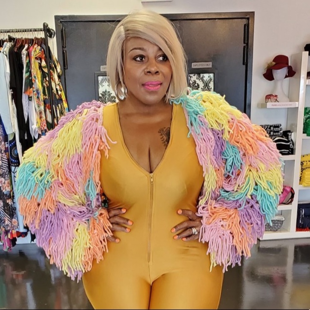Shaggy colorful cardigan